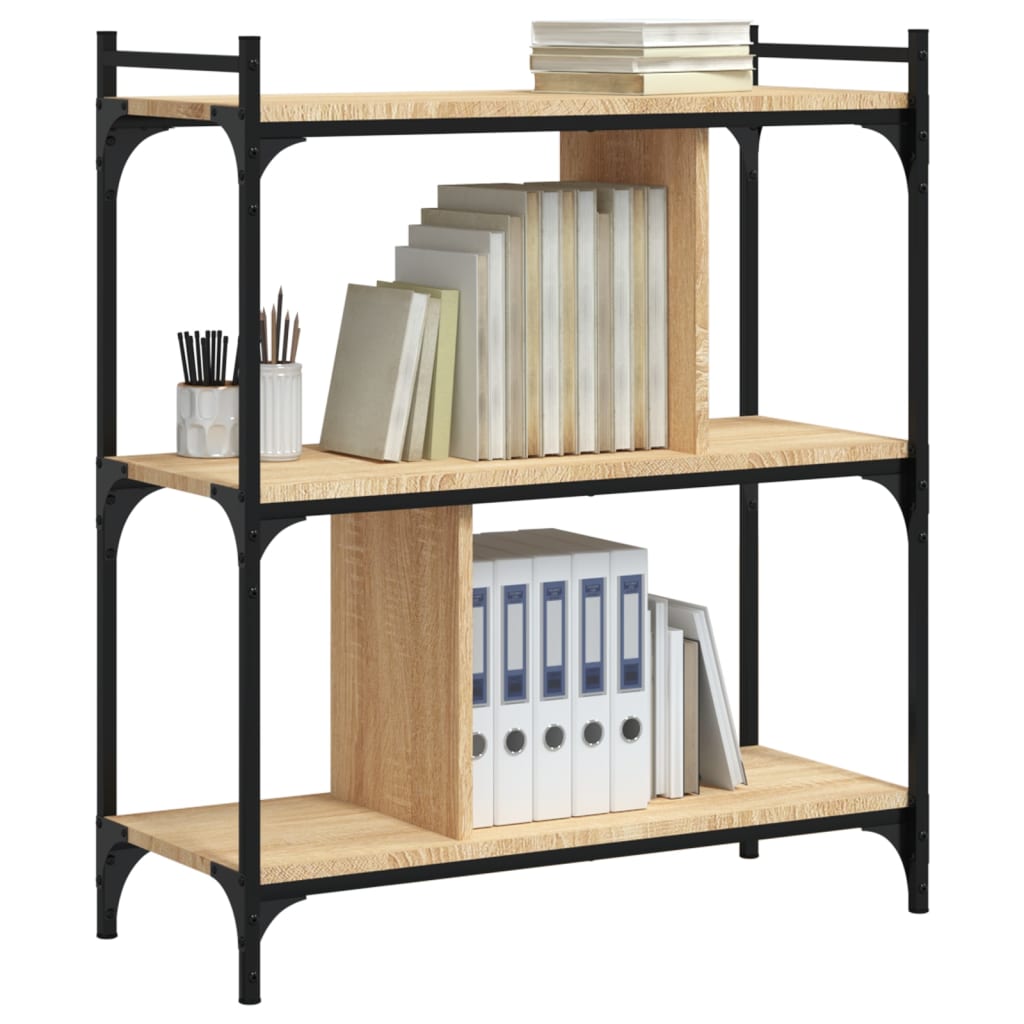 Bokhylle 3 etasjer sonoma eik 76x32x88 cm konstruert tre - DMF Handel