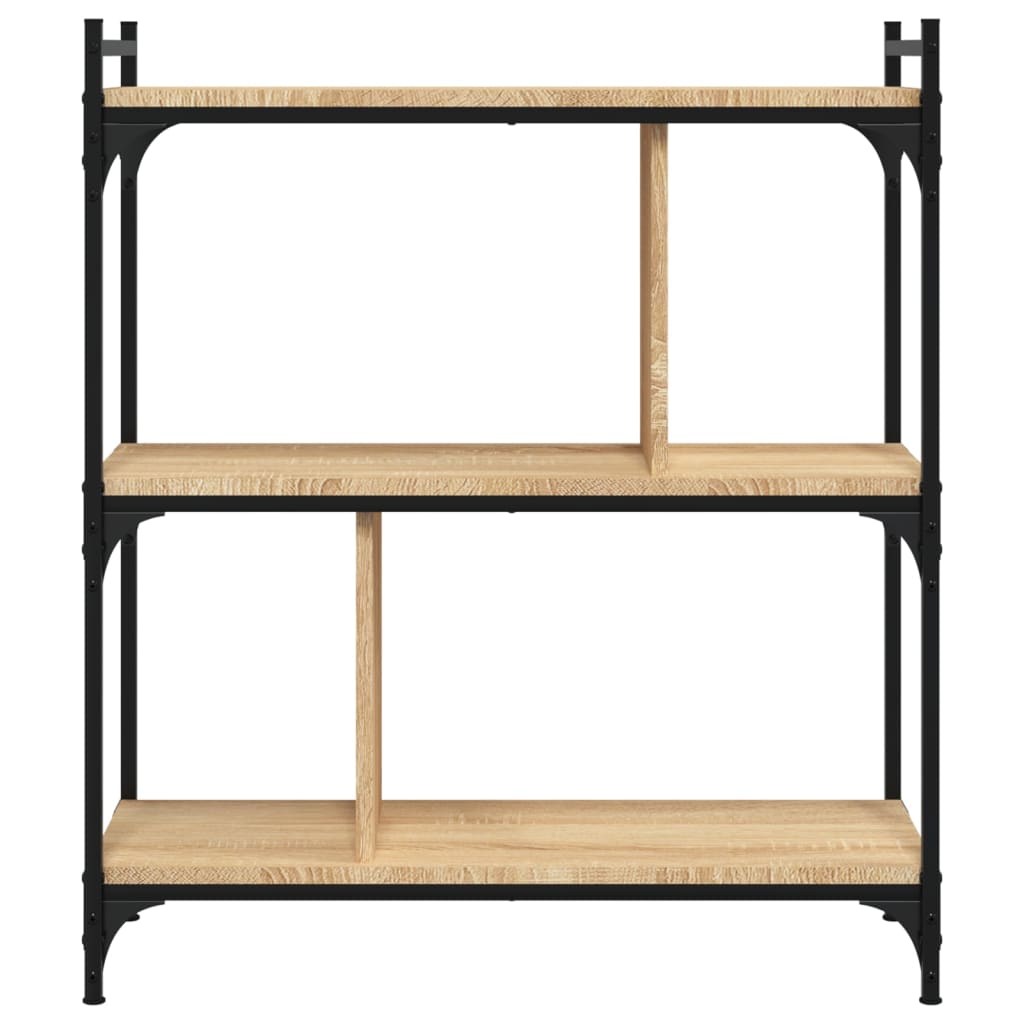 Bokhylle 3 etasjer sonoma eik 76x32x88 cm konstruert tre - DMF Handel