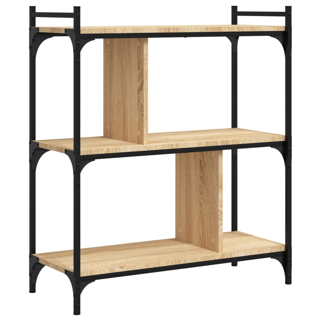 Bokhylle 3 etasjer sonoma eik 76x32x88 cm konstruert tre - DMF Handel