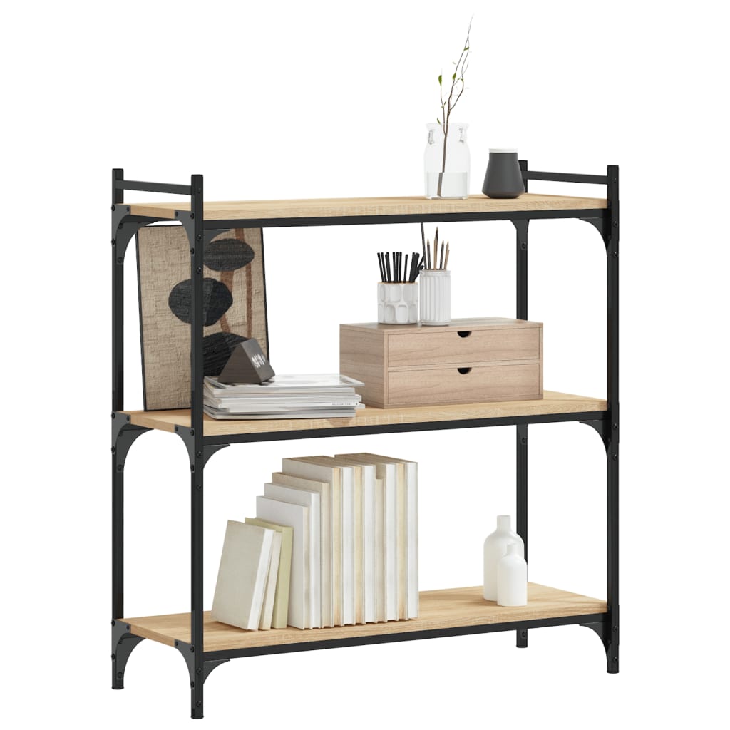 Bokhylle 3 etasjer sonoma eik 80x30x86 cm konstruert tre - DMF Handel