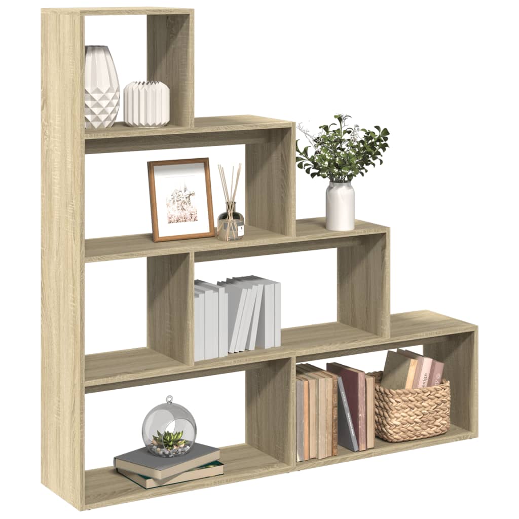 Bokhylle 4 etasjer sonoma eik 143,5x29x143,5 cm konstruert tre - DMF Handel