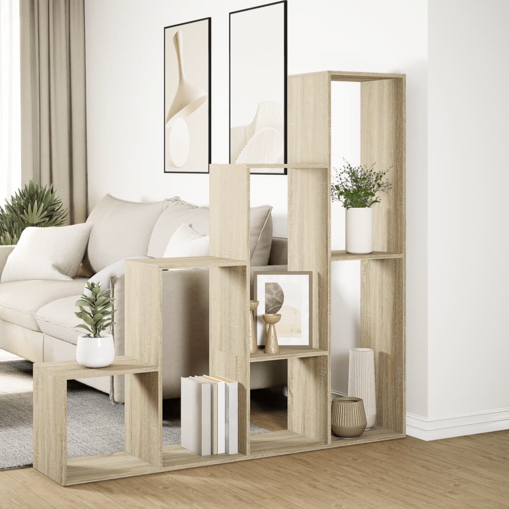 Bokhylle 4 etasjer sonoma eik 143,5x29x143,5 cm konstruert tre - DMF Handel