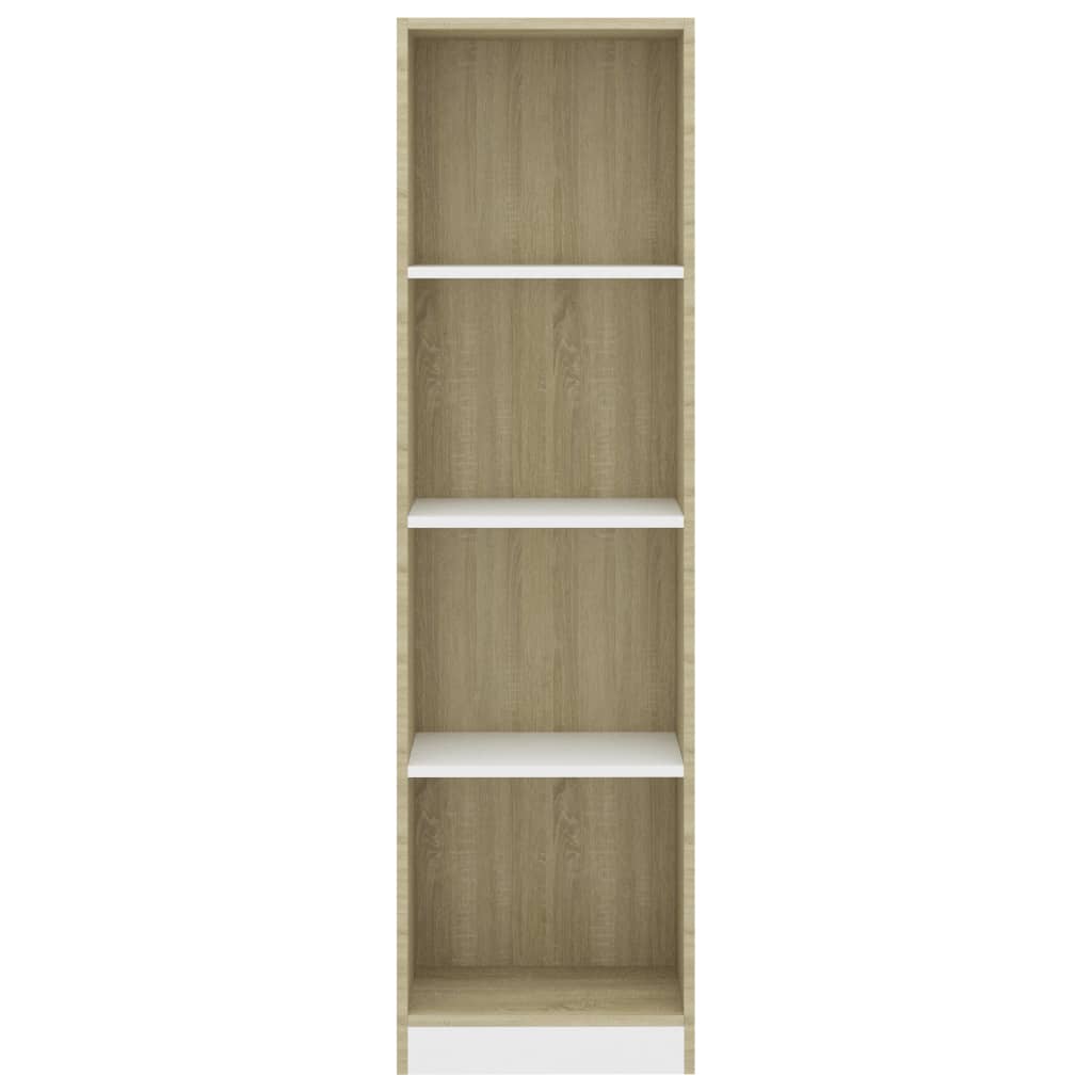 Bokhylle 4 nivå hvit og sonoma eik 40x24x142 cm konstruert tre - DMF Handel