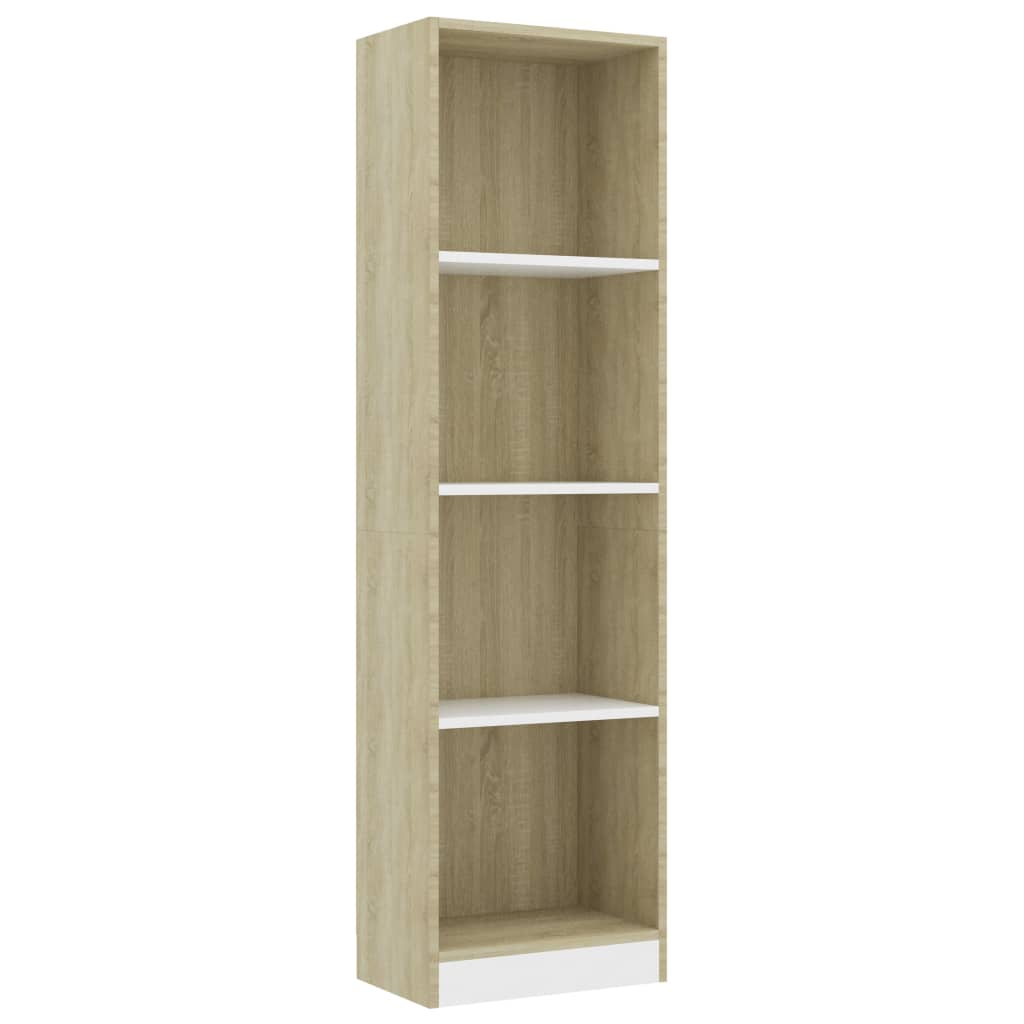 Bokhylle 4 nivå hvit og sonoma eik 40x24x142 cm konstruert tre - DMF Handel