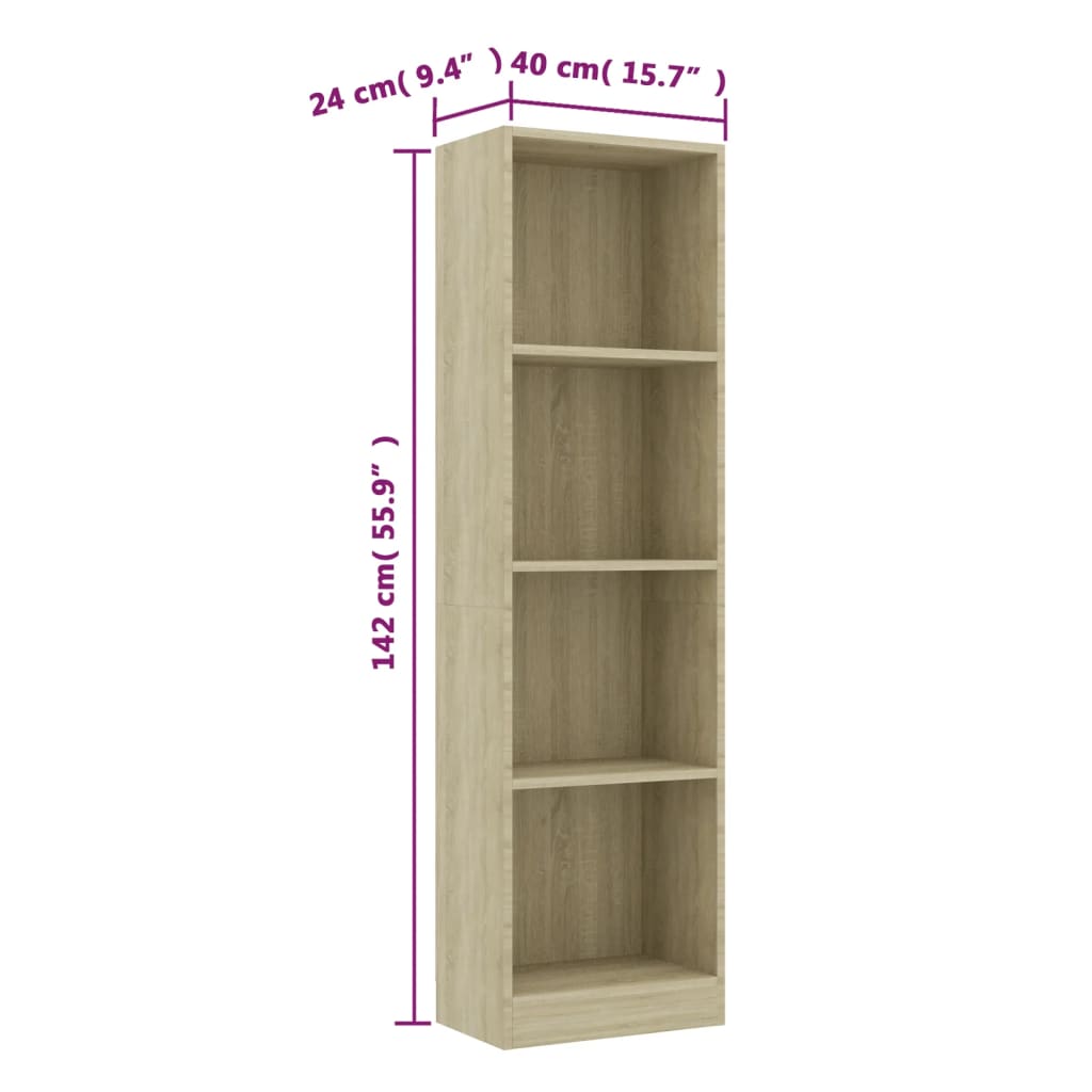 Bokhylle 4 nivå sonoma eik 40x24x142 cm konstruert tre - DMF Handel