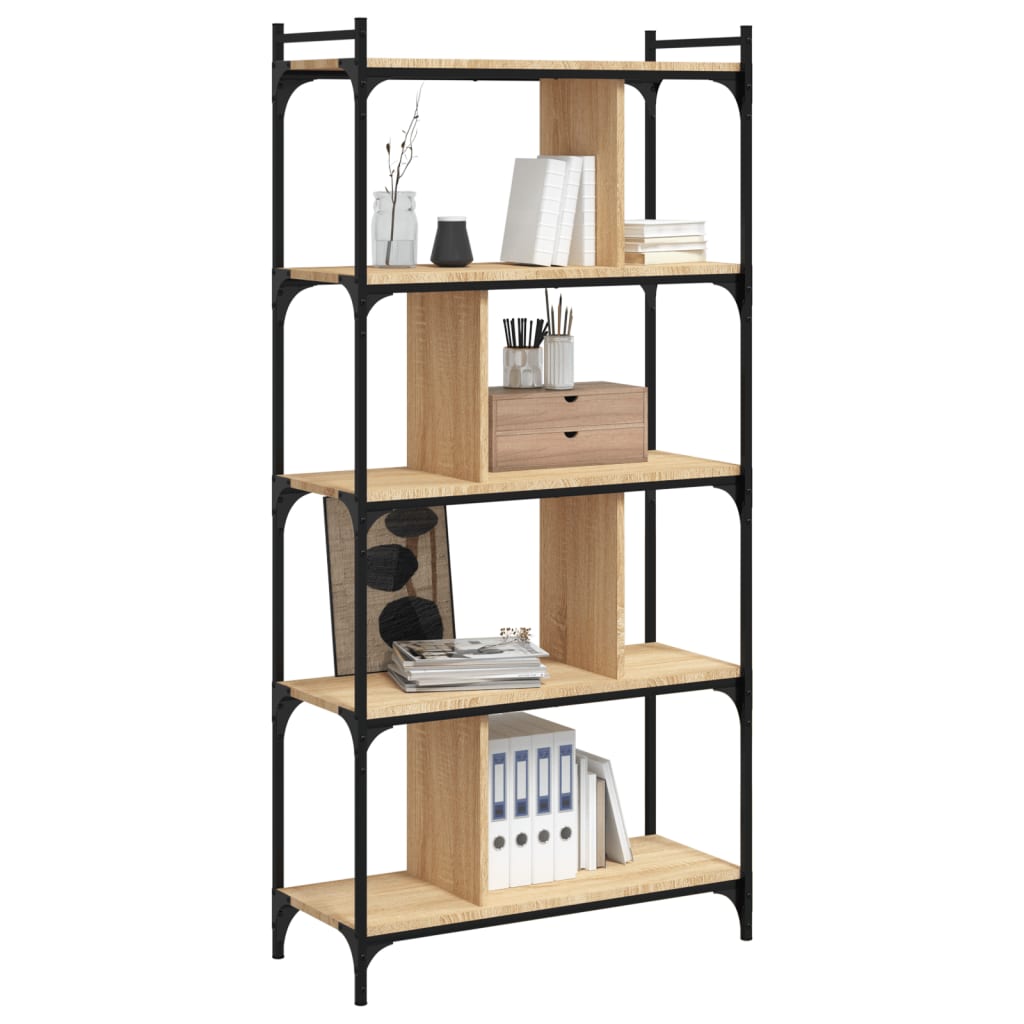 Bokhylle 5 etasjer sonoma eik 76x32x158 cm konstruert tre - DMF Handel
