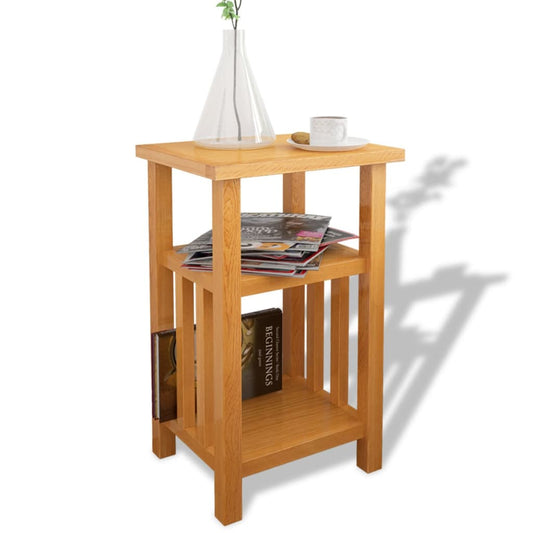 Endebord med bladhylle 27x35x55 cm heltre eik