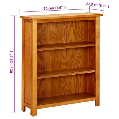 3-etasjers bokhylle 70x22,5x82 cm heltre eik