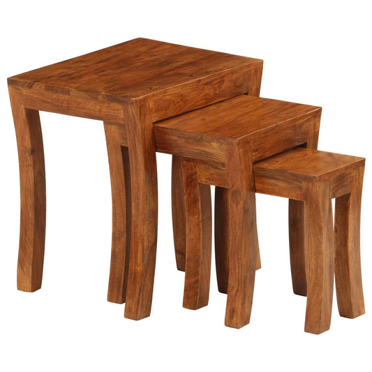 Stablebordsett 3 deler heltre akasie 50x35x50 cm brun