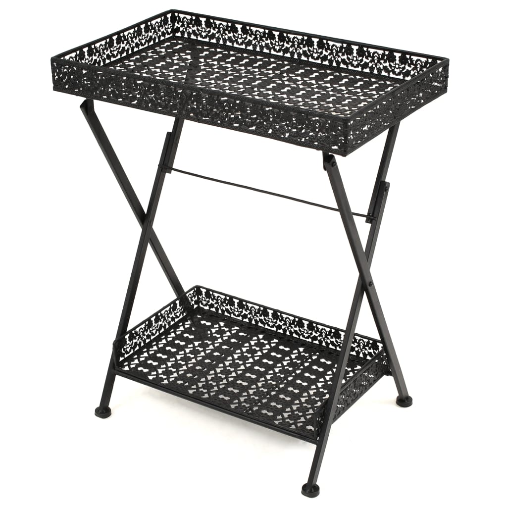 Foldbart tebord gammeldags stil metall 58x35x72 cm svart