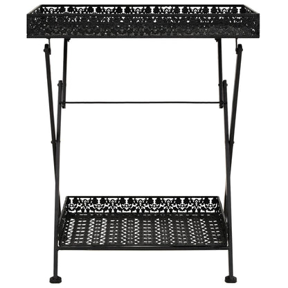 Foldbart tebord gammeldags stil metall 58x35x72 cm svart