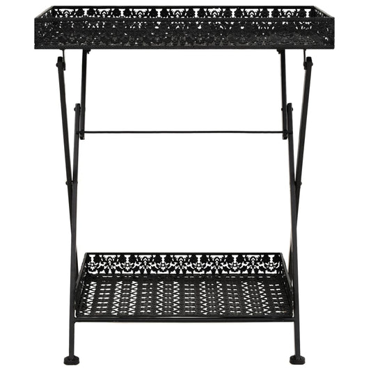 Foldbart tebord gammeldags stil metall 58x35x72 cm svart