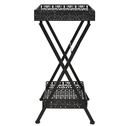 Foldbart tebord gammeldags stil metall 58x35x72 cm svart