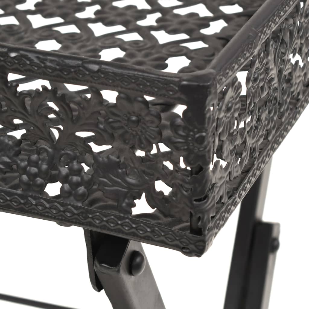 Foldbart tebord gammeldags stil metall 58x35x72 cm svart