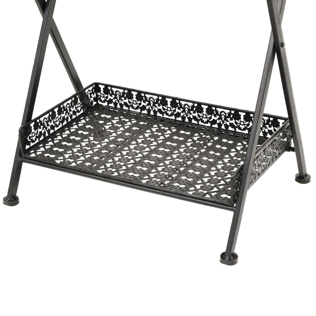 Foldbart tebord gammeldags stil metall 58x35x72 cm svart