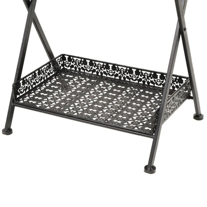 Foldbart tebord gammeldags stil metall 58x35x72 cm svart