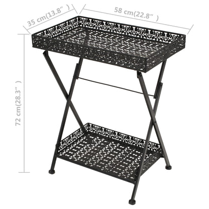 Foldbart tebord gammeldags stil metall 58x35x72 cm svart