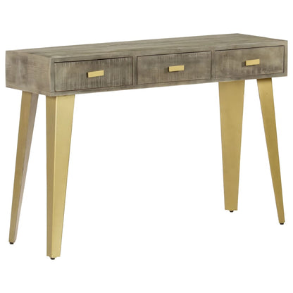 Konsollbord heltre mango grå med messing 110x35x76 cm