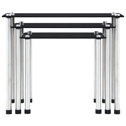Stablebord 3 stk svart herdet glass