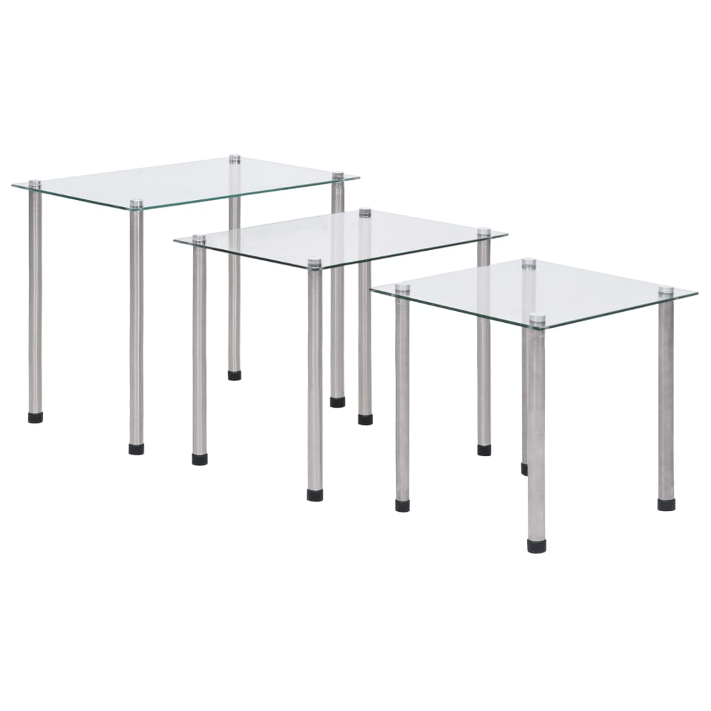 Stablebord 3 stk gjennomsiktig herdet glass