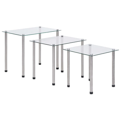 Stablebord 3 stk gjennomsiktig herdet glass
