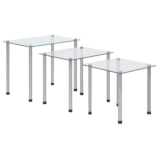 Stablebord 3 stk gjennomsiktig herdet glass