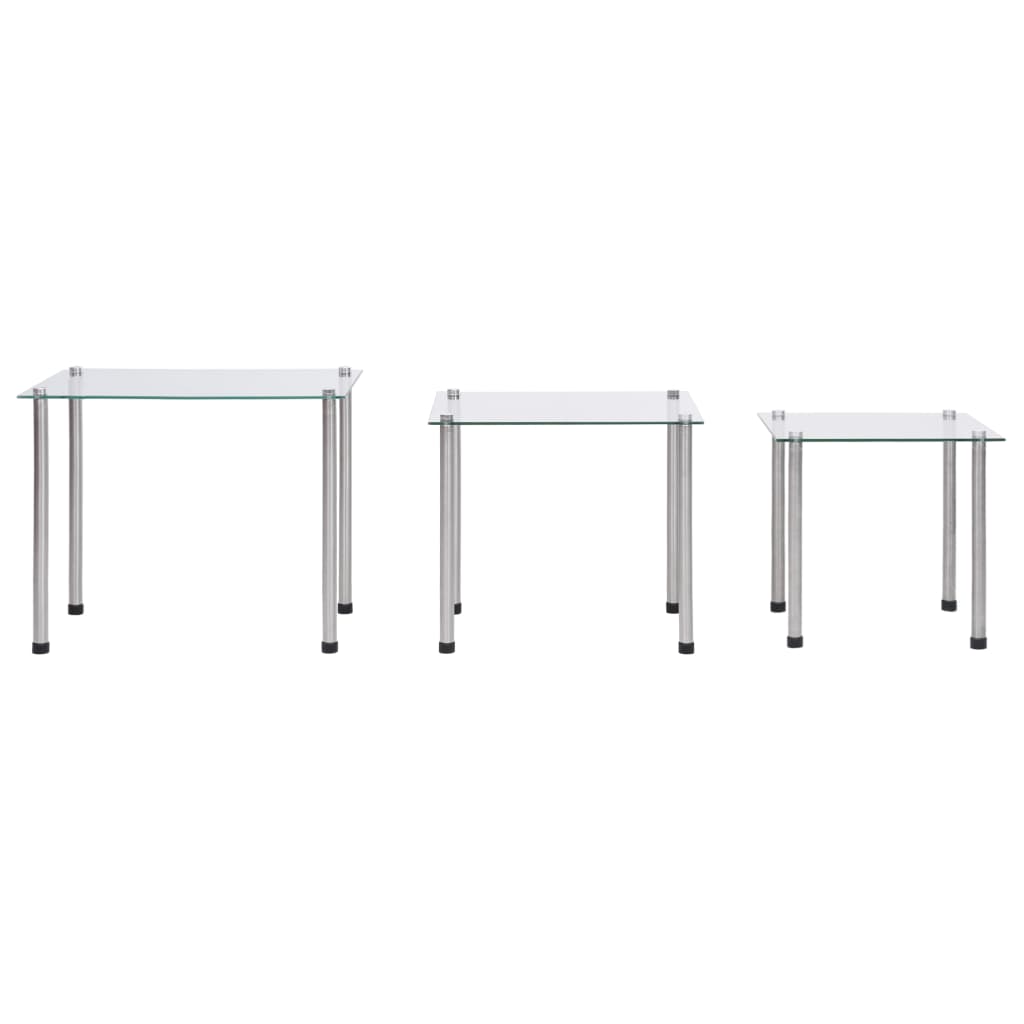 Stablebord 3 stk gjennomsiktig herdet glass