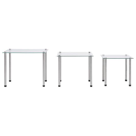 Stablebord 3 stk gjennomsiktig herdet glass