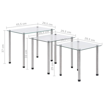 Stablebord 3 stk gjennomsiktig herdet glass