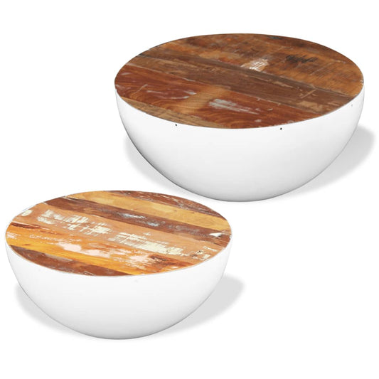 Bolleformede salongbord 2 stk gjenvunnet heltre