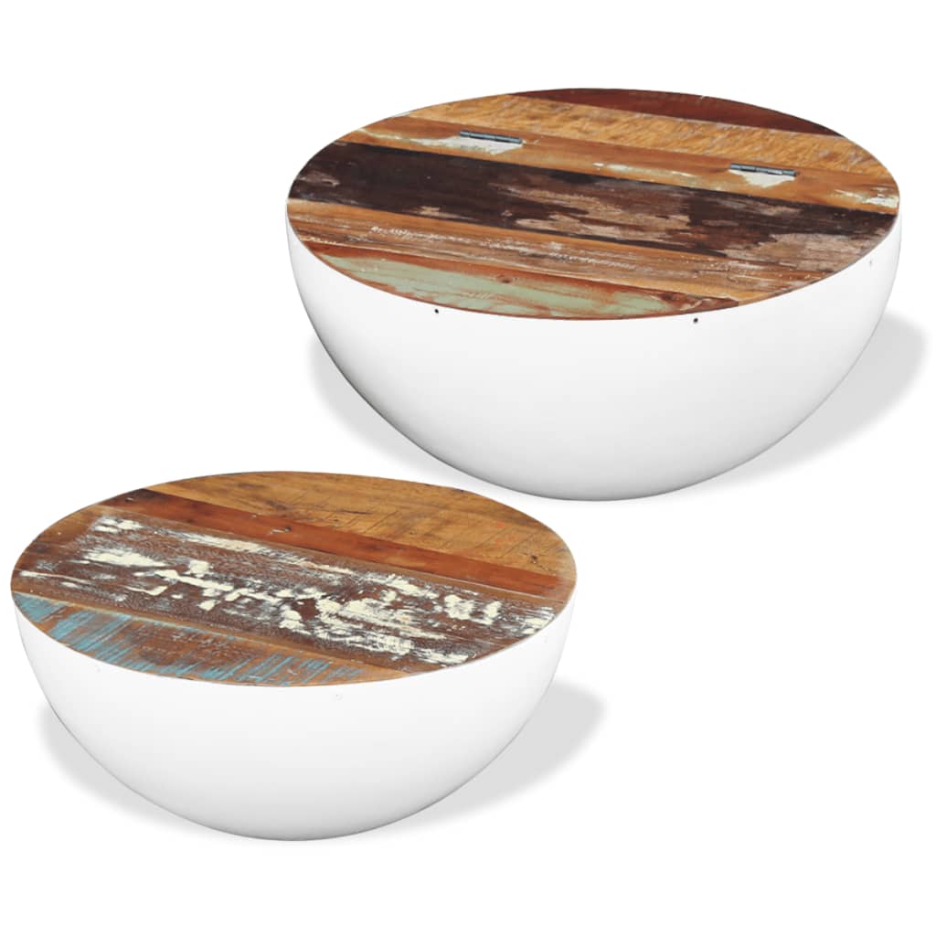 Bolleformede salongbord 2 stk gjenvunnet heltre