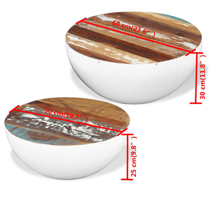 Bolleformede salongbord 2 stk gjenvunnet heltre