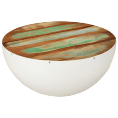 Bolleformet salongbord gjenvunnet heltre 60x60x30 cm