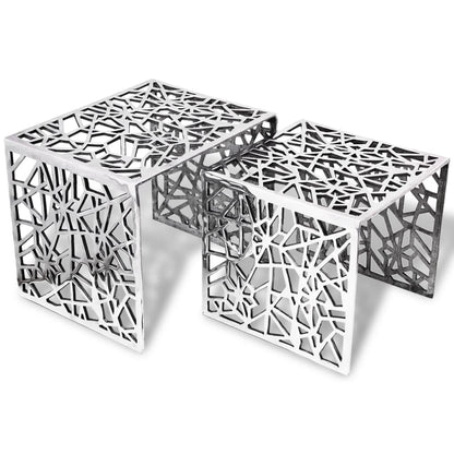 To-delers Sidebord Kvadratisk Aluminium Sølv