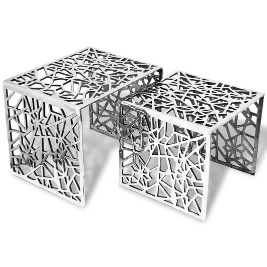 To-delers Sidebord Kvadratisk Aluminium Sølv