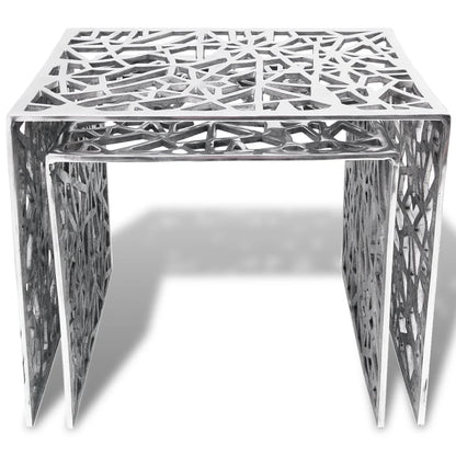 To-delers Sidebord Kvadratisk Aluminium Sølv