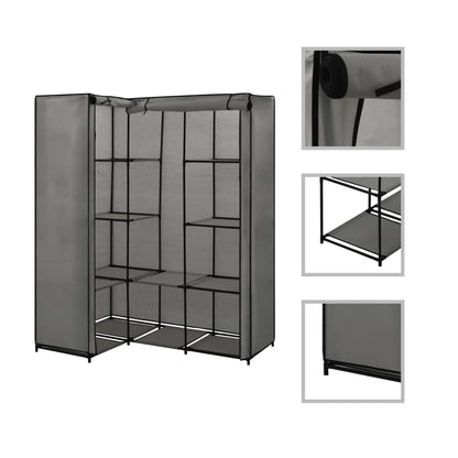 Hjørnegarderobe grå 130x87x169 cm