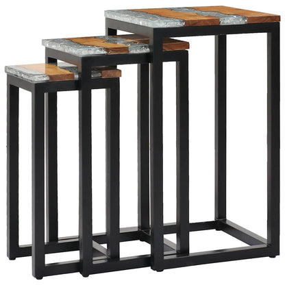 Stablebord 3 stk heltre teak og polyresin