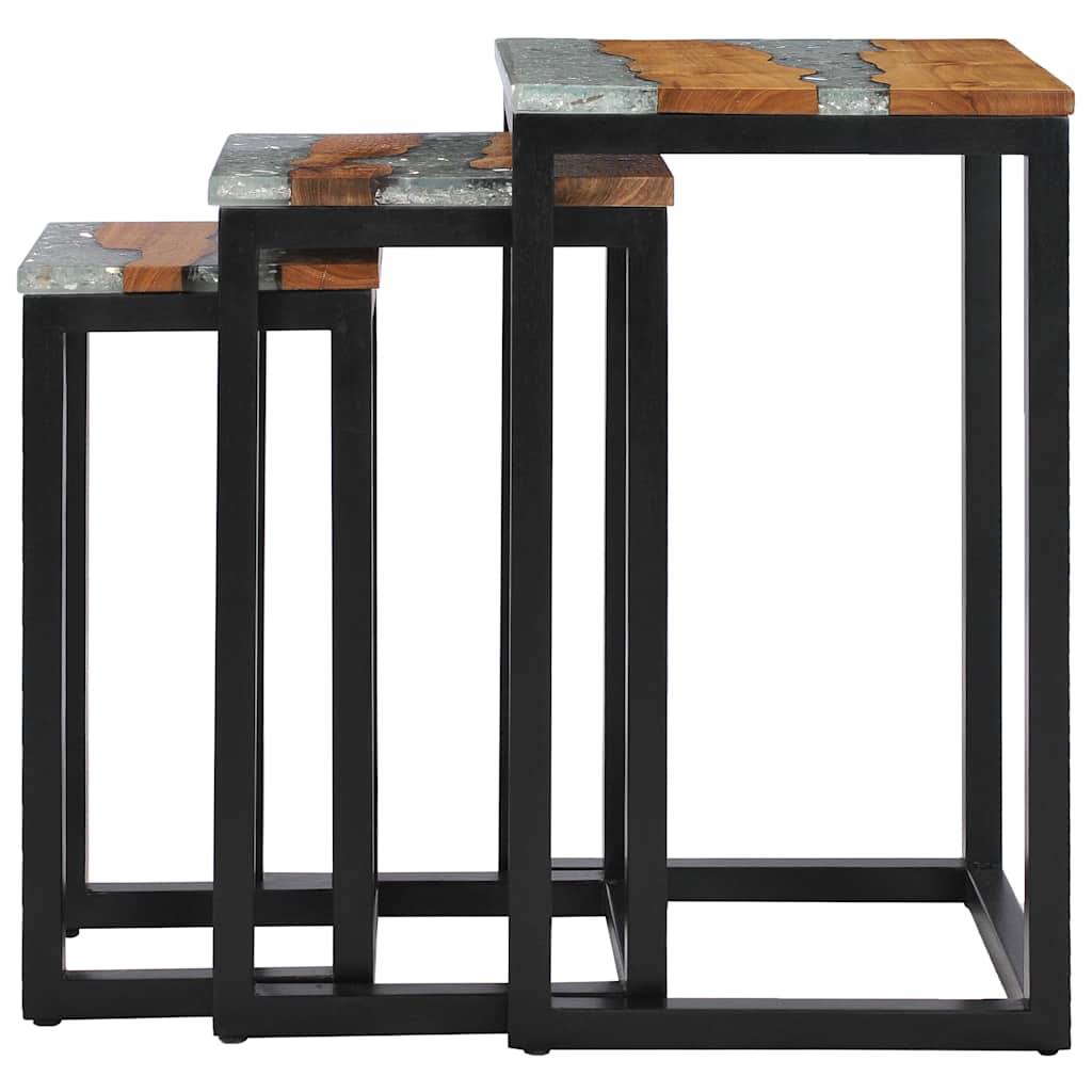 Stablebord 3 stk heltre teak og polyresin