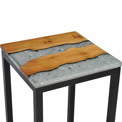 Stablebord 3 stk heltre teak og polyresin