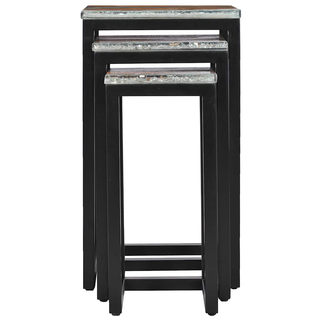 Stablebord 3 stk heltre teak og polyresin