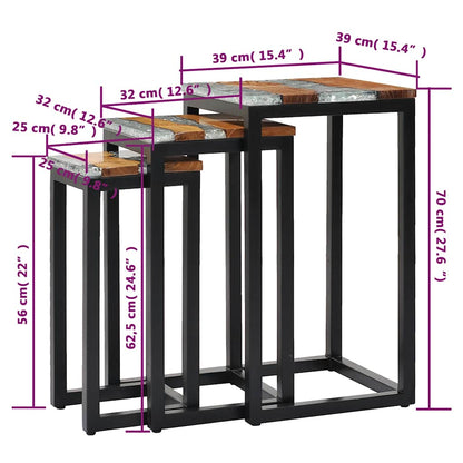 Stablebord 3 stk heltre teak og polyresin