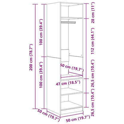 Garderobe betonggrå 50x50x200 cm konstruert tre