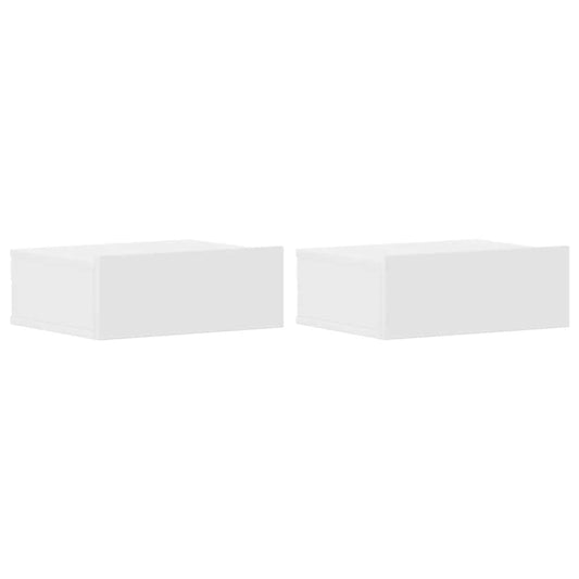 Flytende nattbord 2 stk hvit 40x30x15 cm konstruert tre