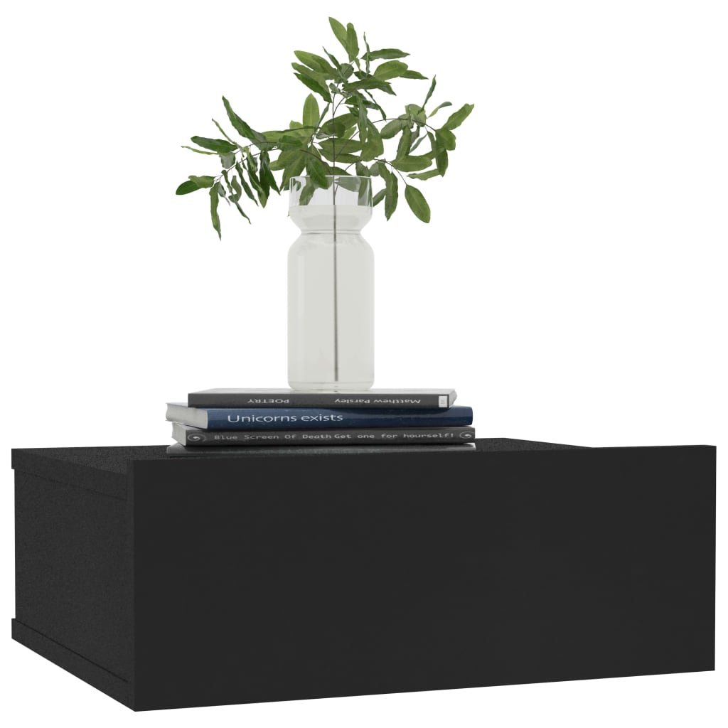 Flytende nattbord 2 stk svart 40x30x15 cm konstruert tre