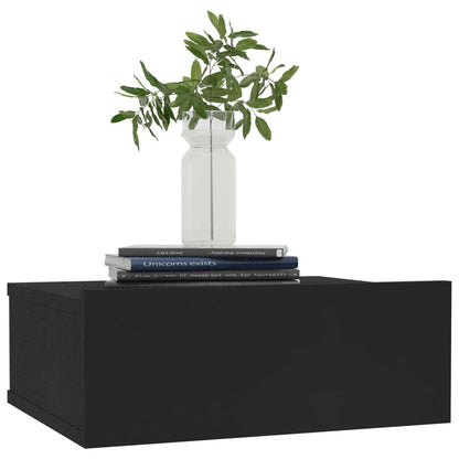 Flytende nattbord 2 stk svart 40x30x15 cm konstruert tre