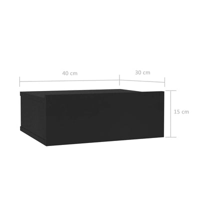 Flytende nattbord 2 stk svart 40x30x15 cm konstruert tre