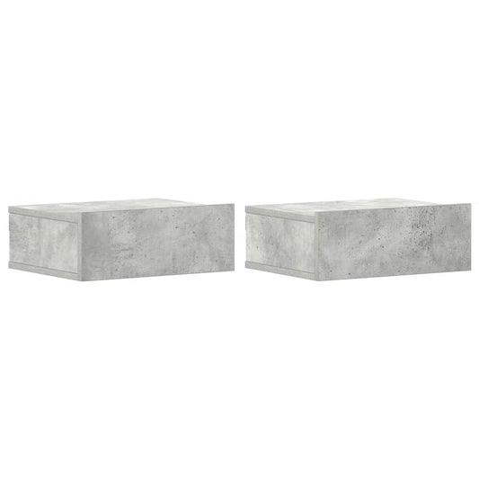 Flytende nattbord 2 stk betonggrå 40x30x15 cm konstruert tre