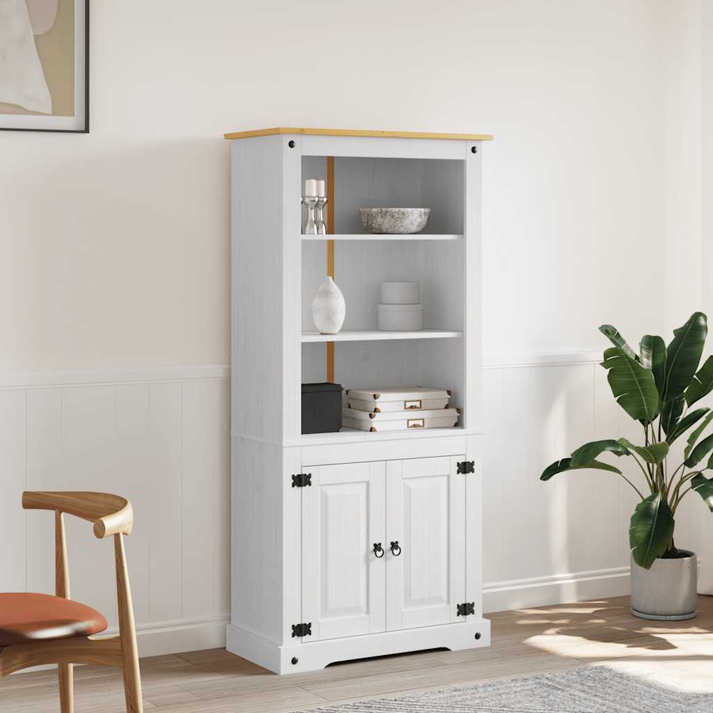 Vitrine meksikansk corona-stil furu hvit 80x40x170 cm