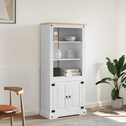 Vitrine meksikansk corona-stil furu hvit 80x40x170 cm